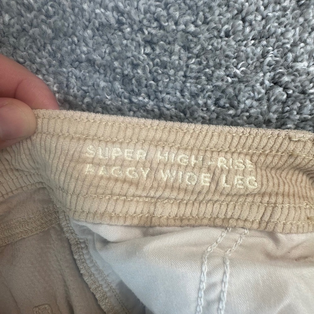 American Eagle Corduroy Cargo Pants Womens 10 Long Super High Rise Baggy Leg - Picture 4 of 9